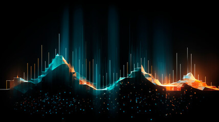 Illuminated graphs illustrating fluctuations. Concept of financial and stock markets. Depiction of market trends.