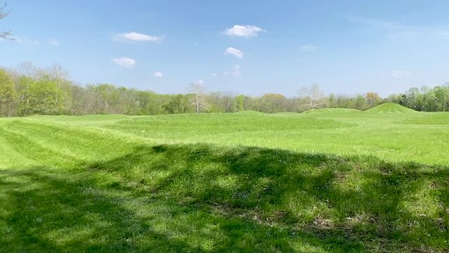Hopewell Culture National Historical Park with earthworks and burial mounds from indigenous peoples who flourished from about 200 BC to AD 500. Mound City group in Chillicothe, Ohio.