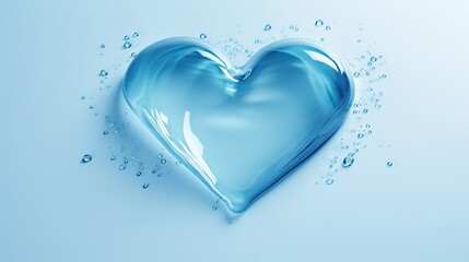  a blue heart shaped object with water droplets on it's surface.  generative ai
