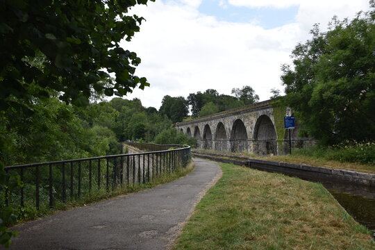the aqueduct at chirk running parallel to the chirk viaduct