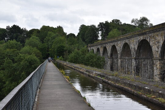 the aqueduct at chirk running parallel to the chirk viaduct