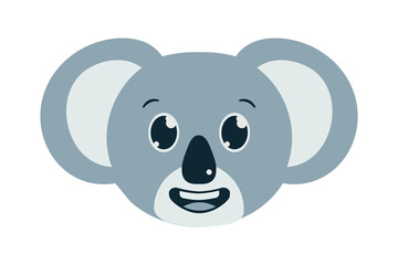 Avatar of a cute Koala. Delighted head of an Australian bear. Animal muzzle with positive emotion. Image for the zoo. Isolated. Vector illustration.