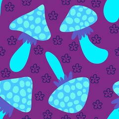 Autumn seamless cartoon polka dots mushrooms pattern for wrapping paper and fabrics and kids print and Halloween
