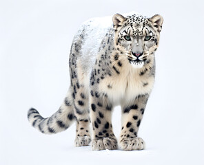 snow leopard white background