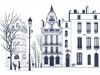Fototapeta premium City street cartoon landscape. AI generated illustration