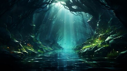 Calming, mysterious water-themed backgrounds with hazy effects