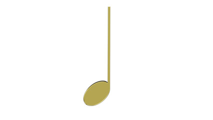 Golden quarter music note isolated on white and transparent background. Music concept. 3D render