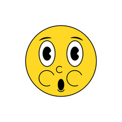 Vintage retro surprised smiley face. Vector emoticon in shock. Emoji icon