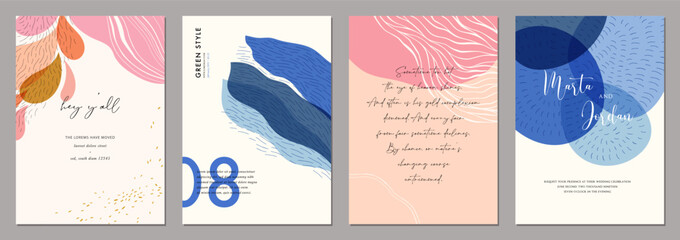 Modern art templates. For wedding, birthday, invite, poster, business card, flyer, banner, brochure, email header, post in social networks, advertising, events and page cover.