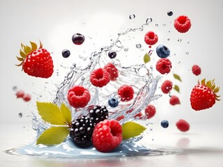 berries falling into water