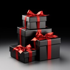 Obraz premium Black gift boxes isolated.