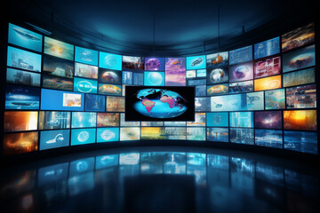 Smart TV Digital Media Wall of Screens Concept