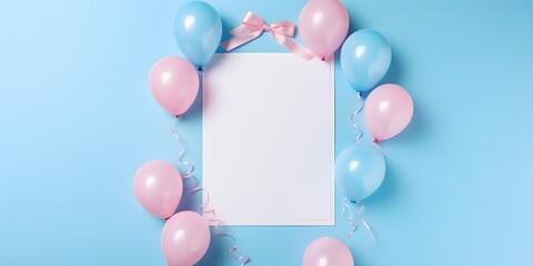 Gender Reveal Party Mockup, Poster, White Paper for editing, Announcement 