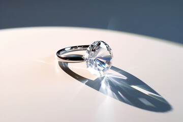 Promise Illuminated: Radiant Engagement Ring on White, GenerativeAI