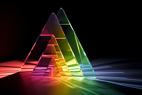 Luminous Triangular Forms in Rainbow Hues, Generative AI
