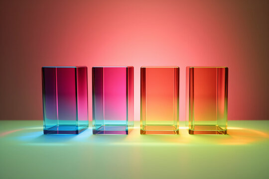 Quartet of Luminous Rectangular Prisms, Generative AI