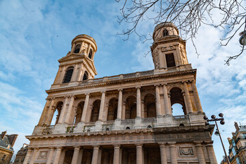 Fototapeta na wymiar The Church of Saint-Sulpice, a Roman Catholic church in Paris, France