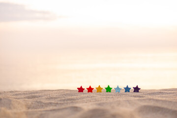 Obraz na płótnie Canvas 砂浜と星の置物