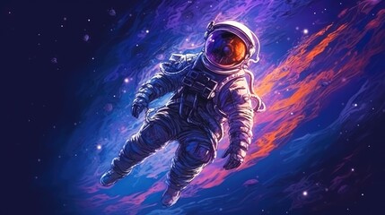 Obraz premium sketch of the astronaut flying in open space