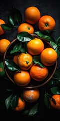 fresh oranges with leaves