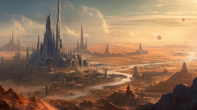 futuristic city in the desert