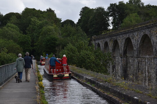 the aqueduct at chirk running parallel to the chirk viaduct