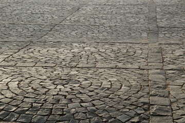 Stone pavement in St. Petersburg, Russia in the evening