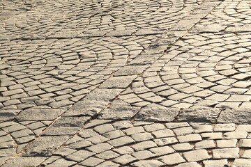Stone pavement in St. Petersburg, Russia in the evening