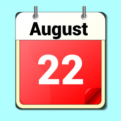 day on the calendar, vector image format, August 22