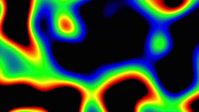 Abstract infrared background animation. Thermal imager effect of colorful lines changing their shapes. Thermography or heat map. Liquid background effect. Thermal imaging camera. Perfect loop. 4k.