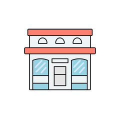 Cartoon shop building icon, vector illustration design