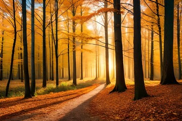 autumn in the forest generated with AI technology