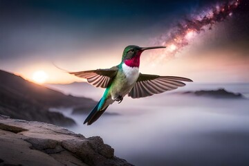 hummingbird in flight generated with AI technology