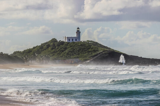 lighthouse on the coast on a stormy day in Arecibo Puerto Rico