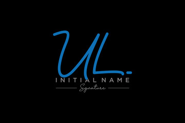 Initial UL signature logo template vector. Hand drawn Calligraphy lettering Vector illustration.
