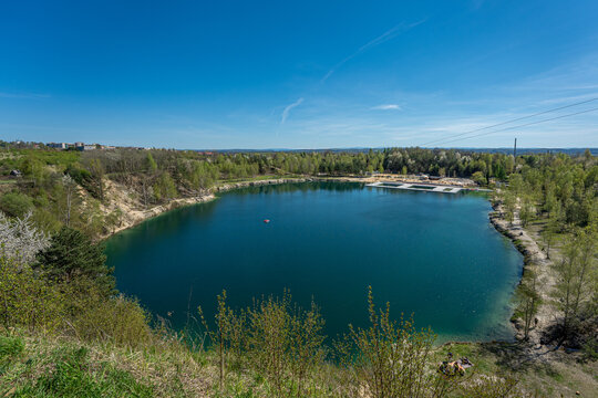 Balaton lagoon with a bathing area on the site of a former limestone mine in Trzebinia 