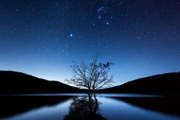 星空と湖　オリオン
