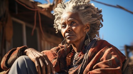 A beautiful elderly African American woman. Generative AI. 