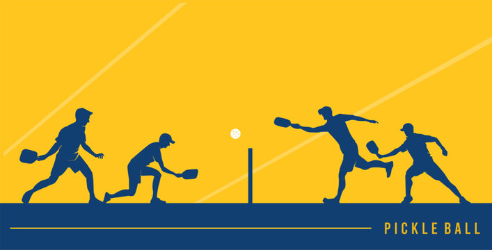 Premium Illustration of pickleball players playing together best for your digital graphic and print	