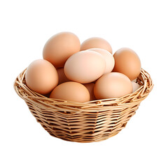 A basket with eggs isolated on transparent background