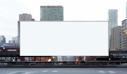 Eye-catching Blank Billboard Mockup in Urban Cityscape: Perfect for Advertising Campaigns, Empty Large Rectangle Board Template. Generative AI
