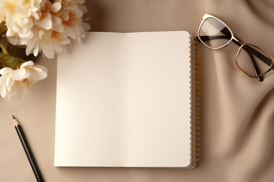 Blank Paper Notebook On Book Background Stock Photo 358706705