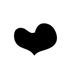 Black silhouette heart. Different shapes retro abstract romantic love outline graphic design element 