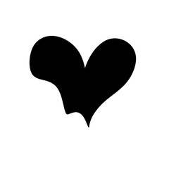 Black silhouette heart. Different shapes retro abstract romantic love outline graphic design element 