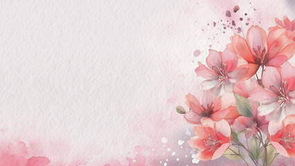 Fototapeta na wymiar Abstract Floral Pink Polemonium Reptens Flower Watercolor Background On Paper