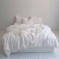 Fototapeta na wymiar bed with pillows on white background