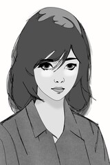 pencil sketch of a woman