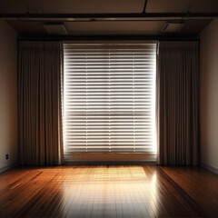 empty room with window and curtains