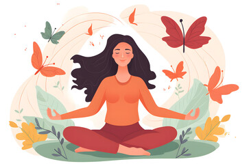 Obraz na płótnie Canvas a woman is doing yoga in a lotus position