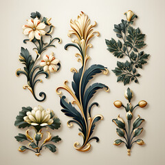 decorative and metal wall panels made out of green leaves and flowers
